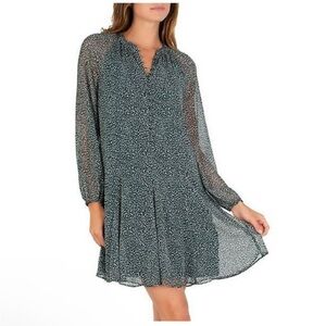 Joie 2XL Limited Edition Balloon Sleeves Elegant Green Chiffon Dress